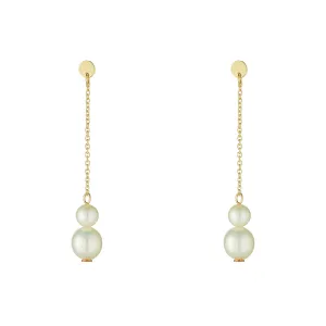 9kt Gold Double Pearl Drop Earrings