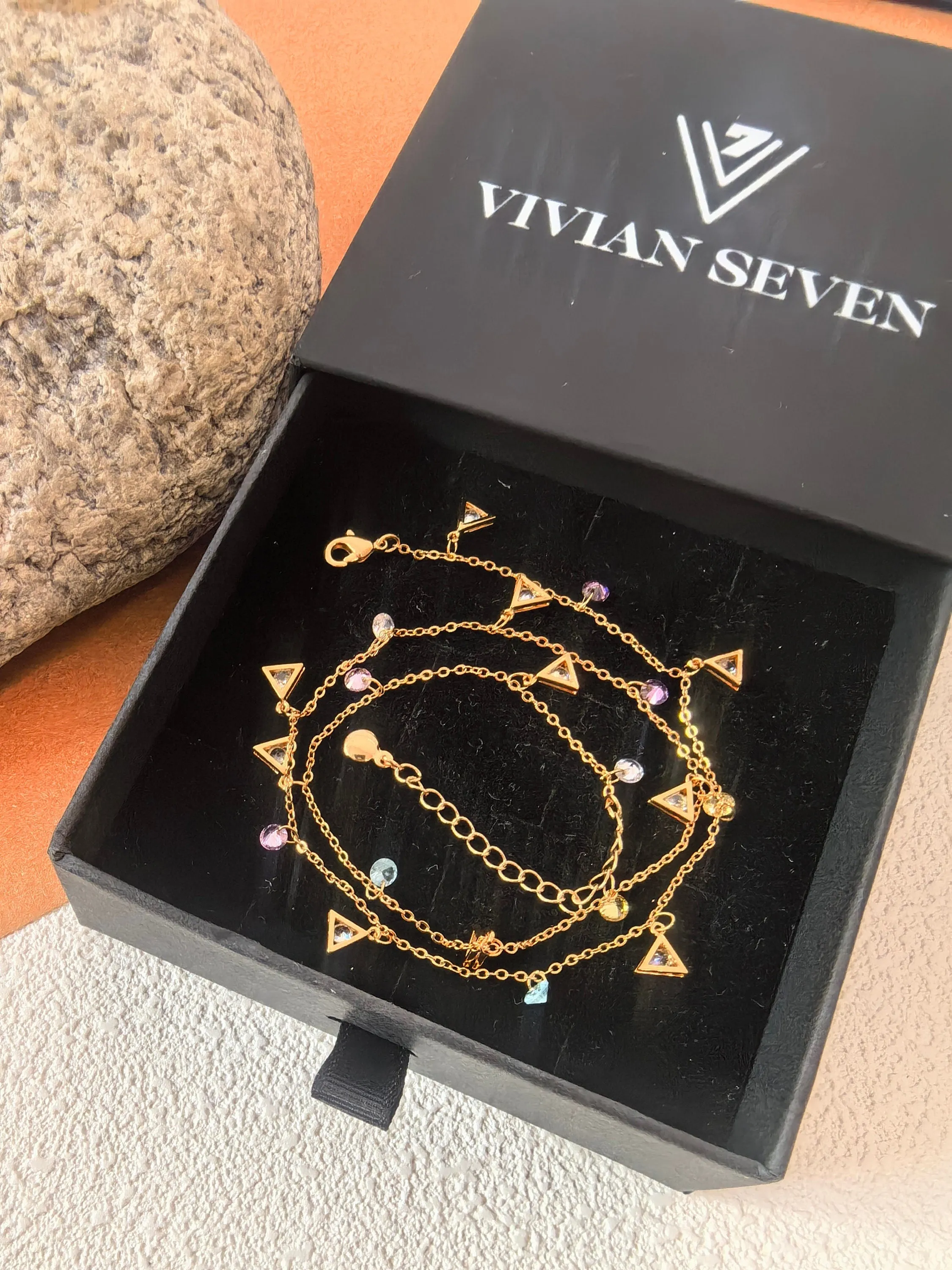 Adjustable 18K Gold Plate Zircon Charm Choker Collar Necklace