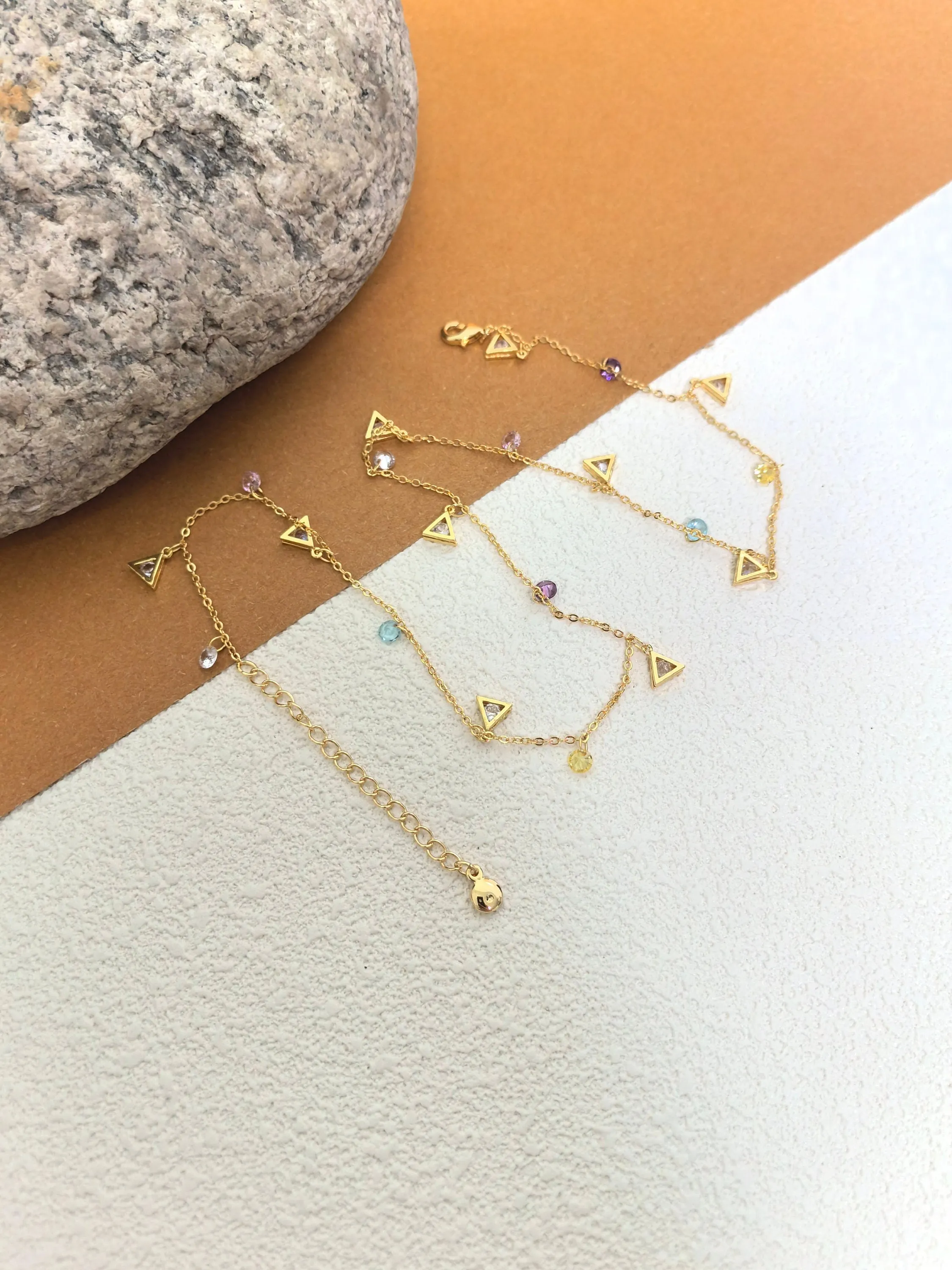 Adjustable 18K Gold Plate Zircon Charm Choker Collar Necklace