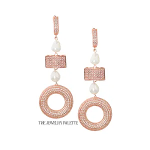 Alev rose gold and white freshwater pearl drop earrings