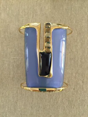 Alexis Bittar Liquid Metal Cuff with Cabochon and Baguettes
