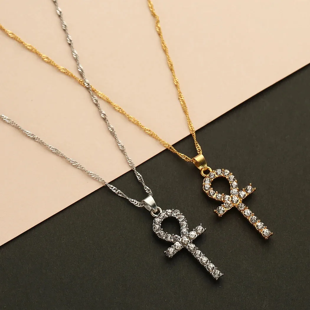 Ankh Neckalce w/ Cubic Zircons