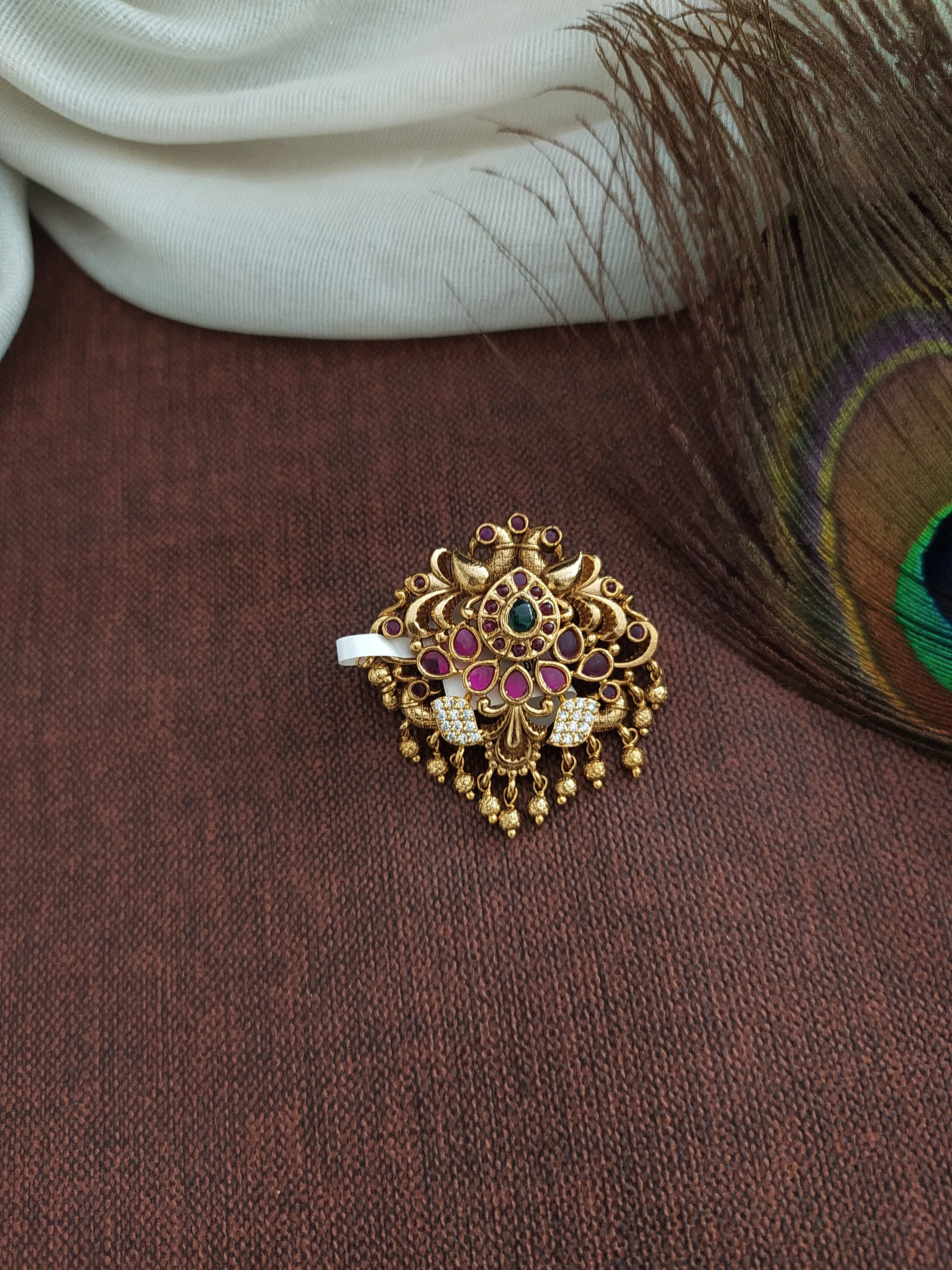 Antique Nakshi Work Pendant Set with Matching Studs