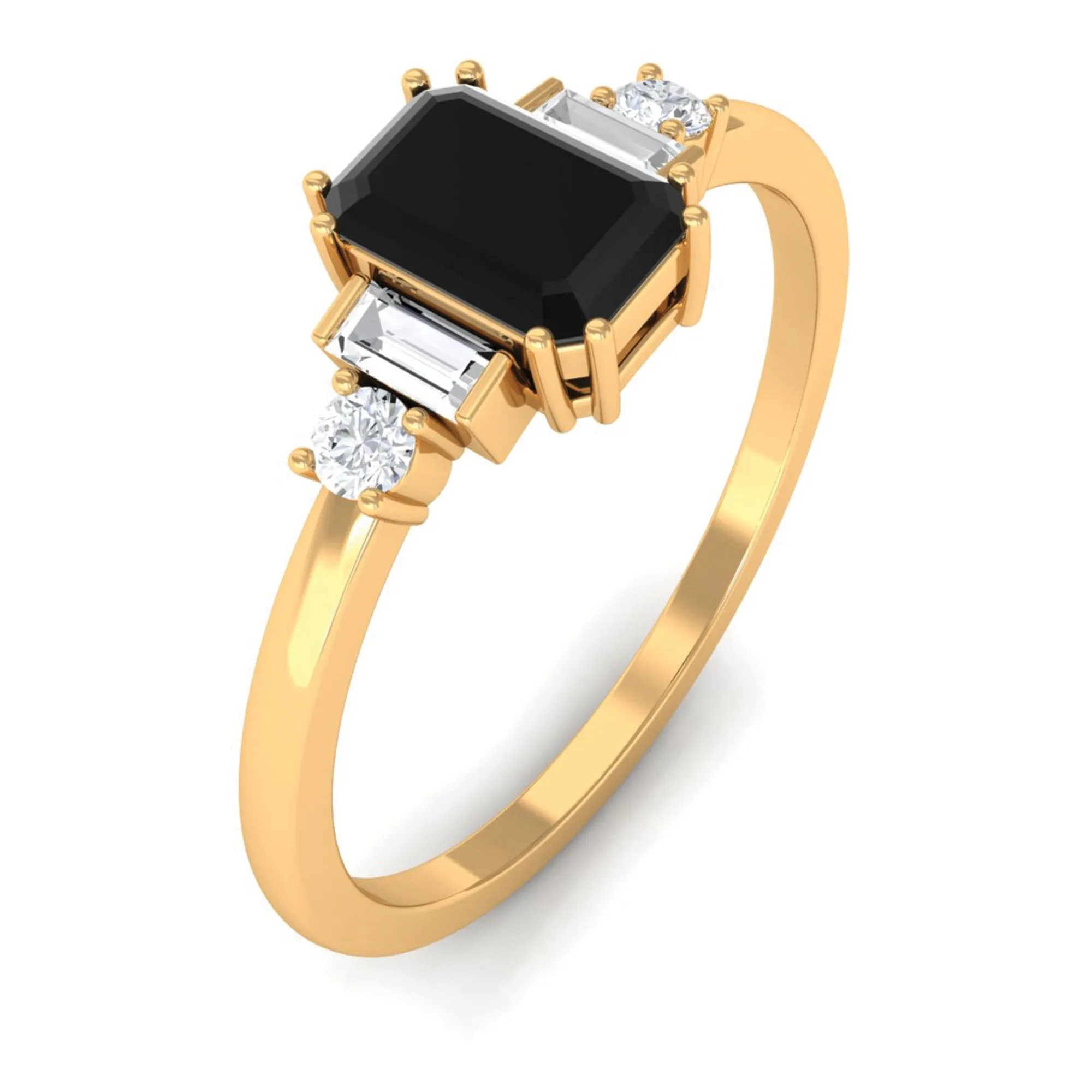 April Birthstone 1 CT Bezel Set Black Diamond Half Eternity Ring