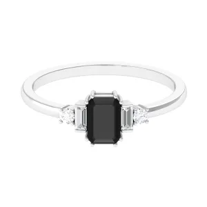 April Birthstone 1 CT Bezel Set Black Diamond Half Eternity Ring