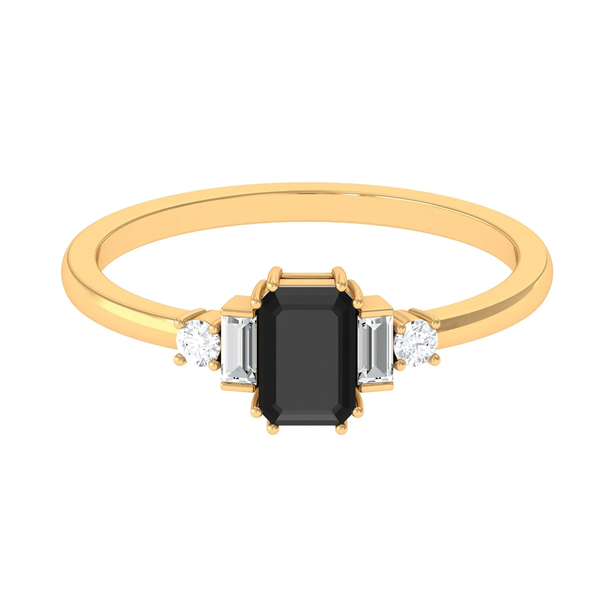 April Birthstone 1 CT Bezel Set Black Diamond Half Eternity Ring