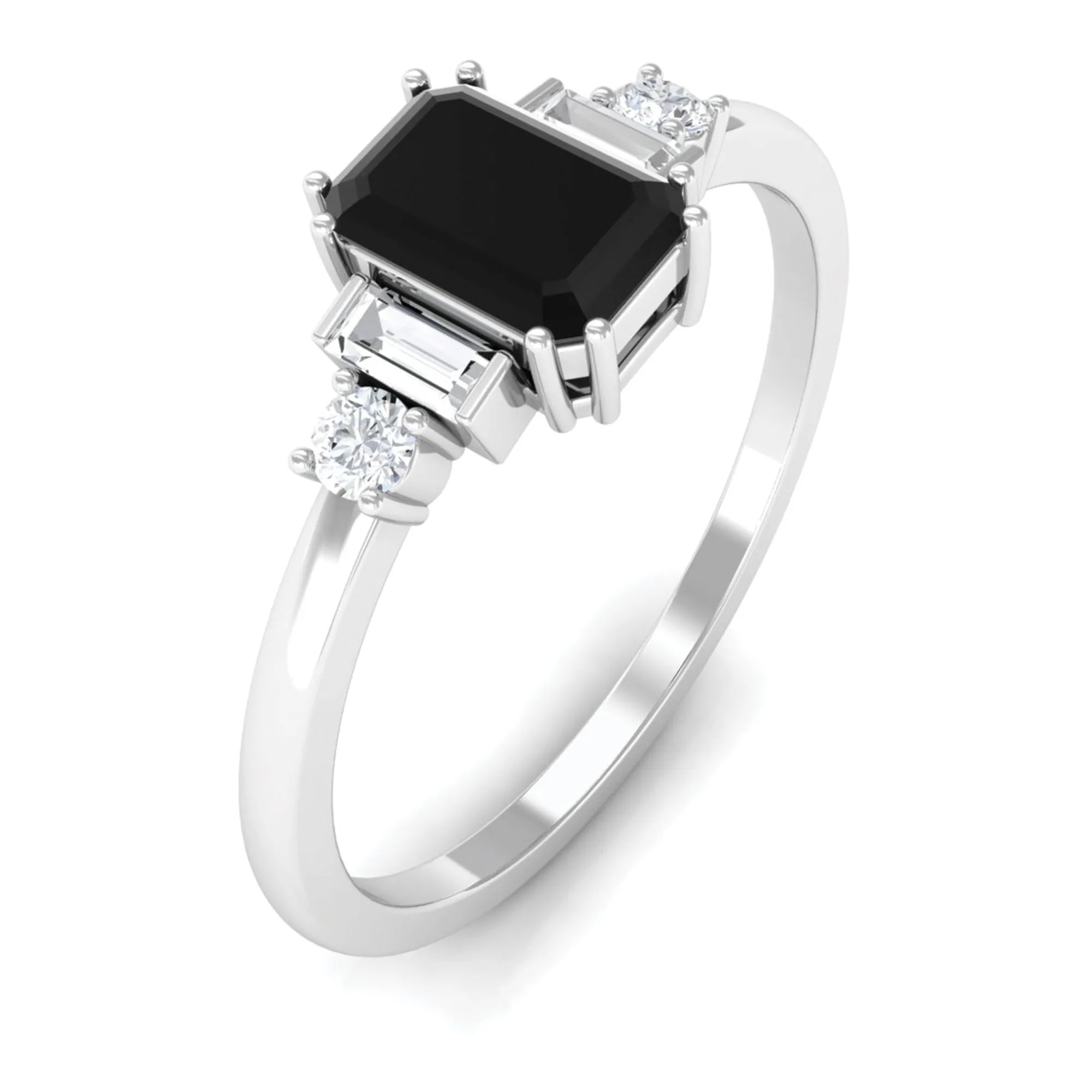 April Birthstone 1 CT Bezel Set Black Diamond Half Eternity Ring