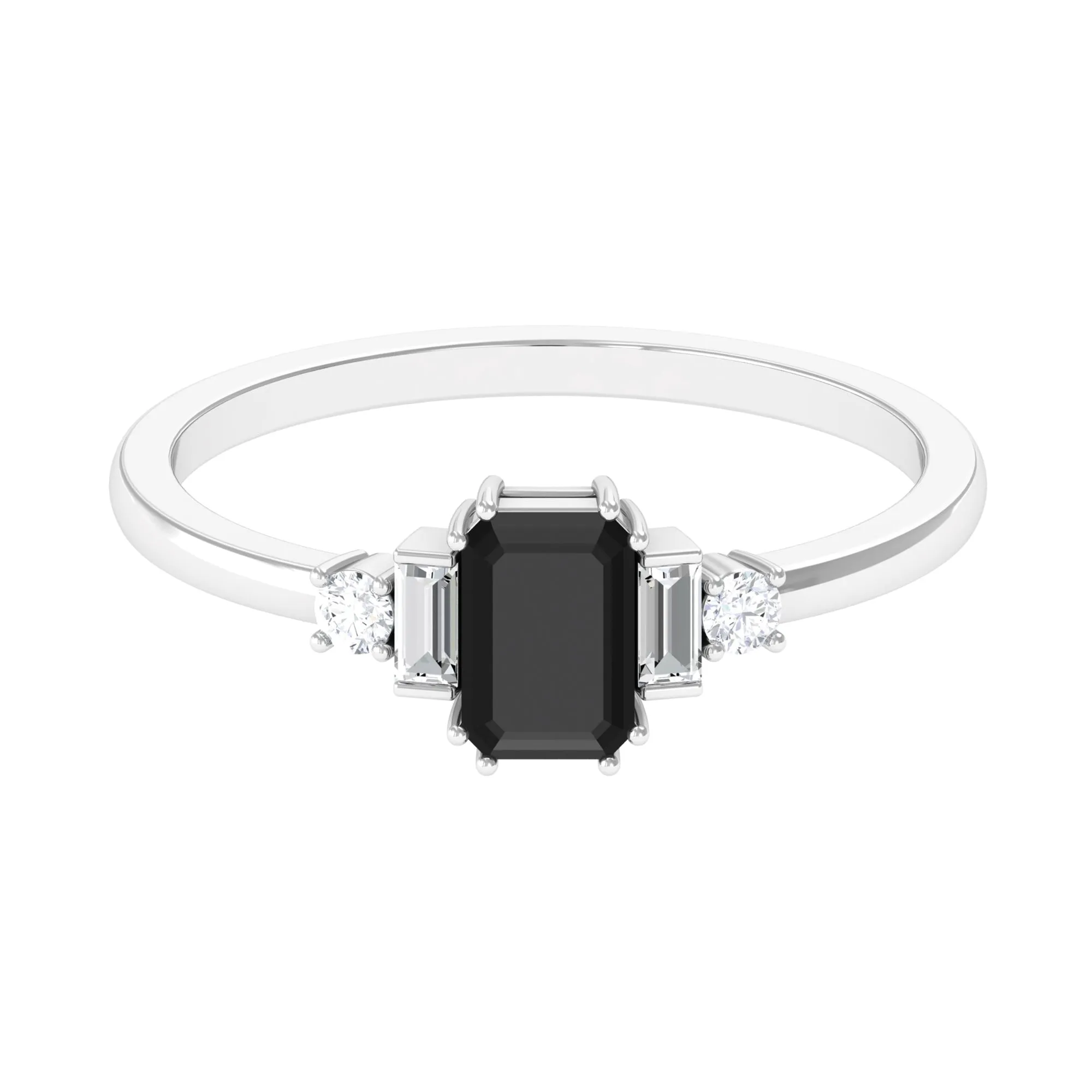 April Birthstone 1 CT Bezel Set Black Diamond Half Eternity Ring
