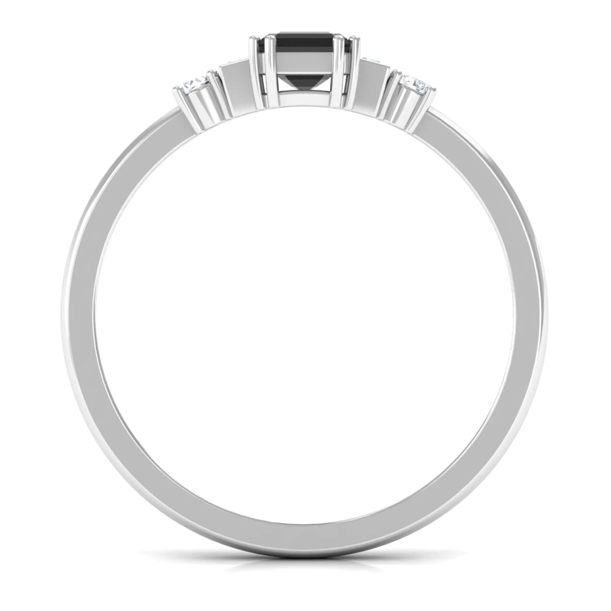 April Birthstone 1 CT Bezel Set Black Diamond Half Eternity Ring