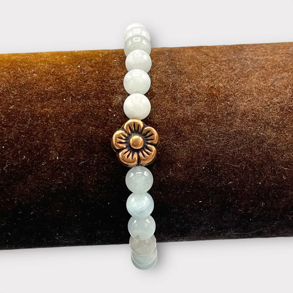 Aquamarine and Copper Flower bracelet