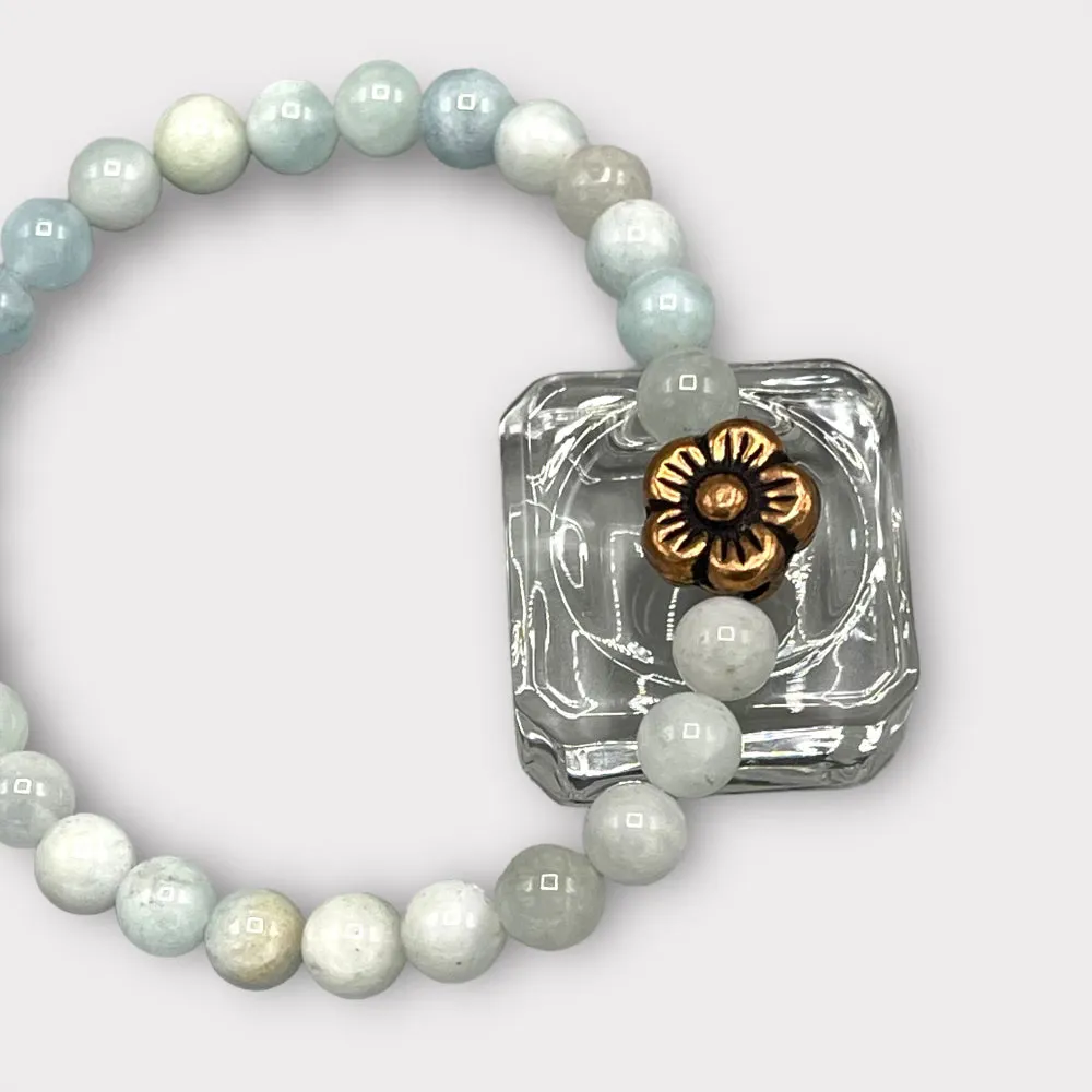Aquamarine and Copper Flower bracelet