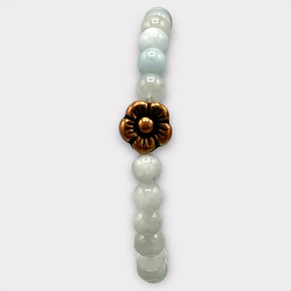 Aquamarine and Copper Flower bracelet