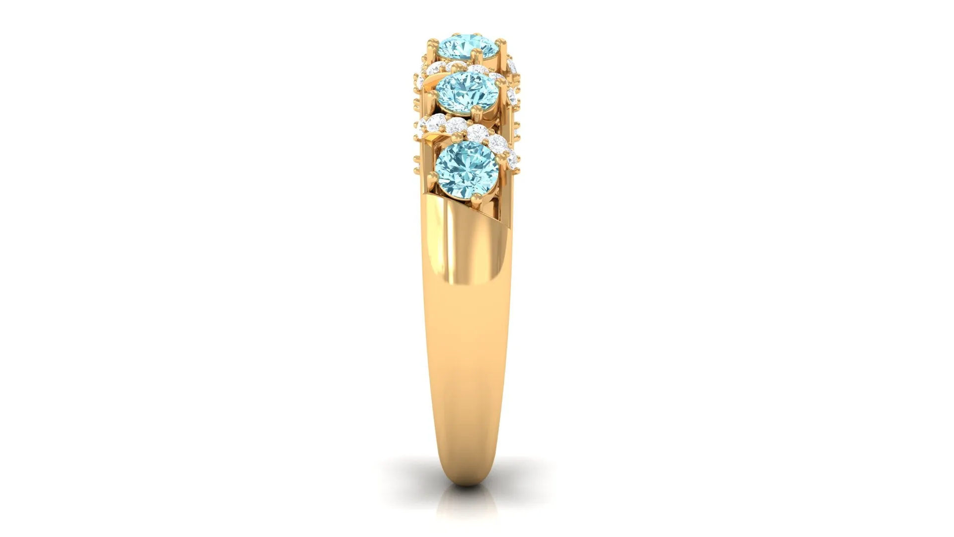 Aquamarine and Diamond Designer Anniversary Ring