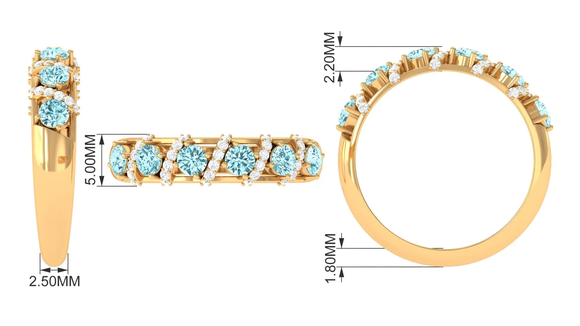 Aquamarine and Diamond Designer Anniversary Ring