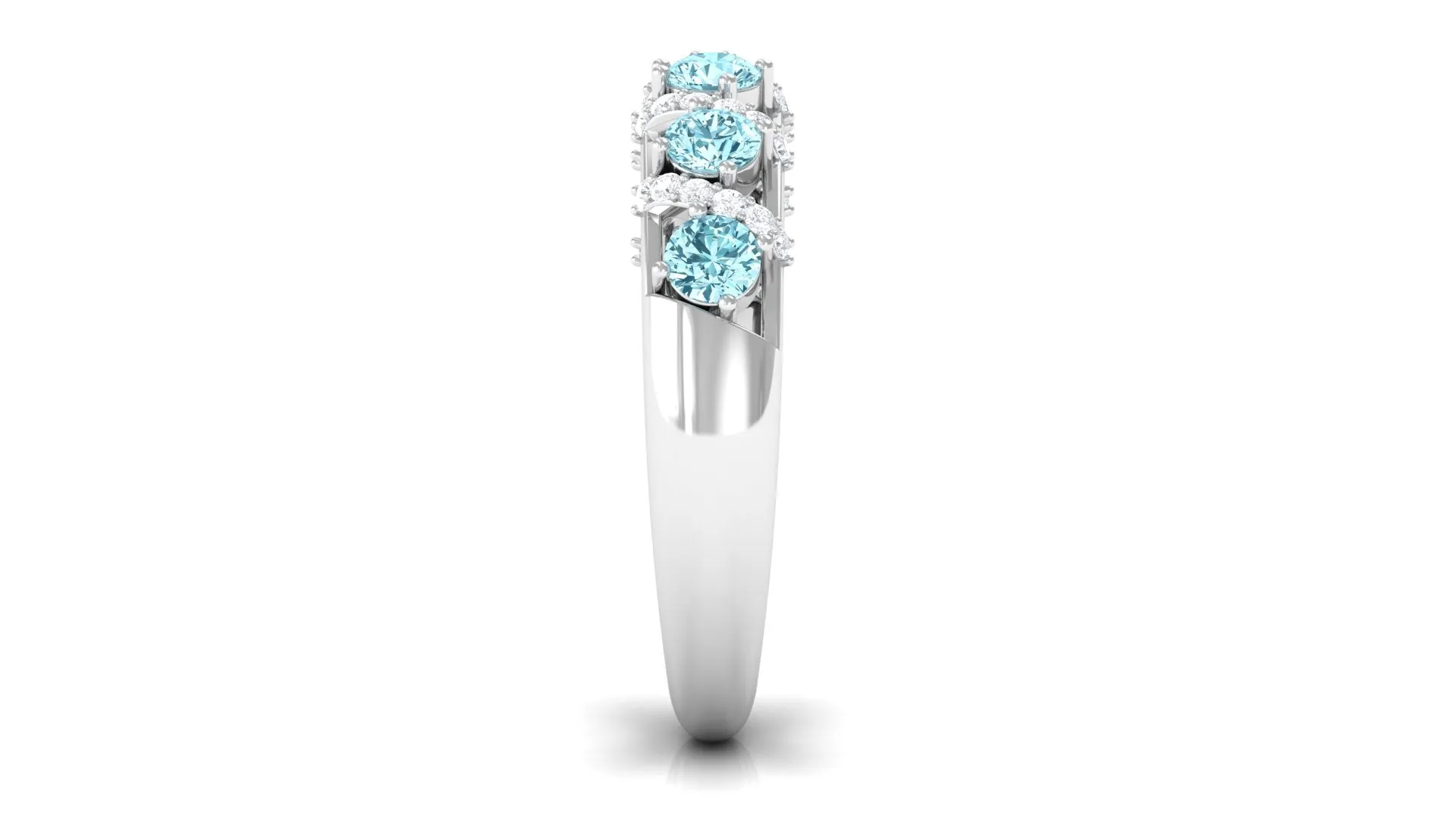 Aquamarine and Diamond Designer Anniversary Ring