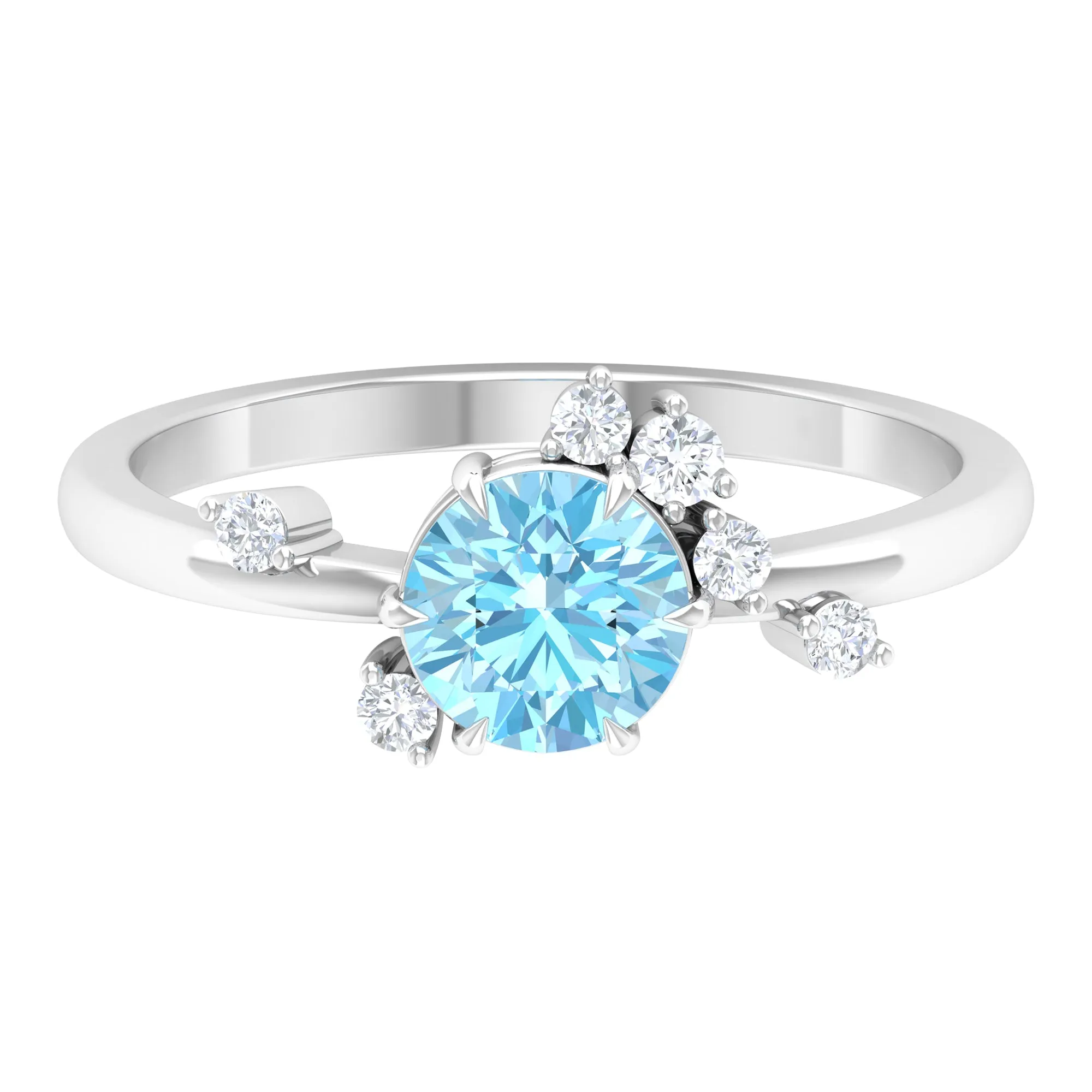 Aquamarine and Diamond Scatter Promise Ring