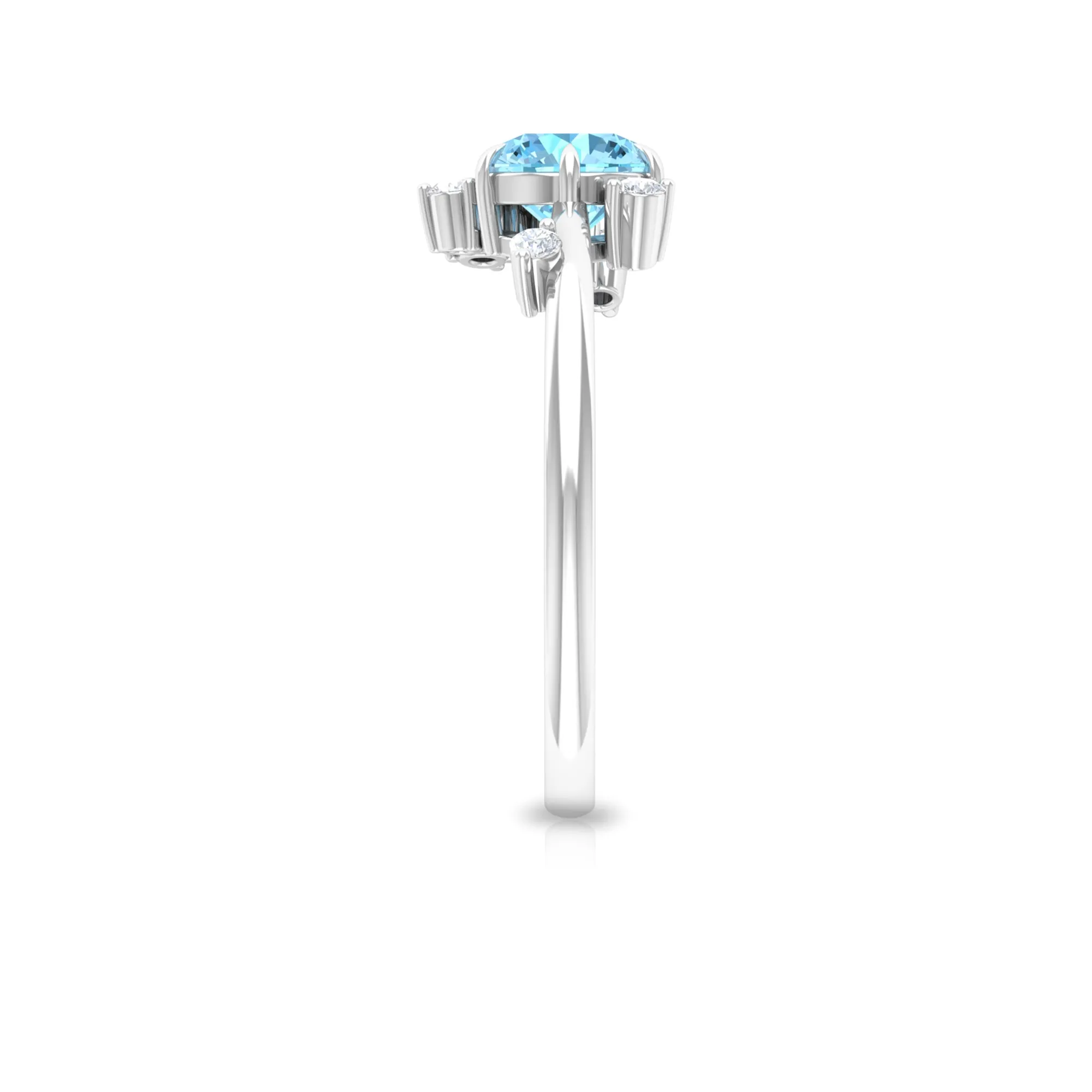 Aquamarine and Diamond Scatter Promise Ring