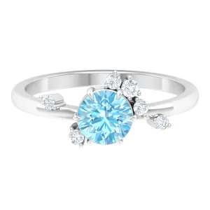 Aquamarine and Diamond Scatter Promise Ring