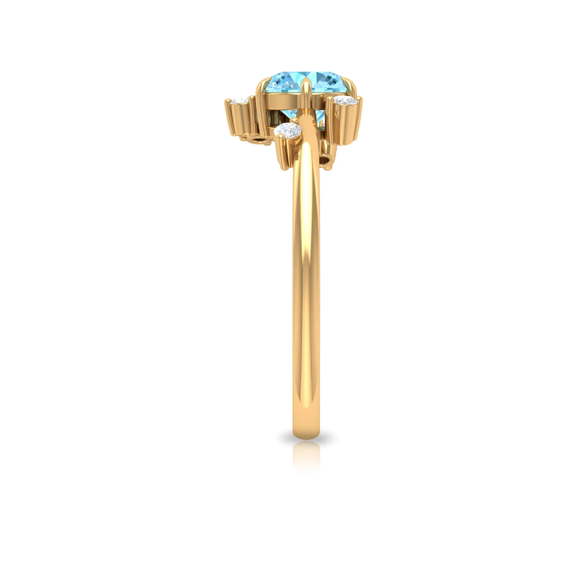 Aquamarine and Diamond Scatter Promise Ring