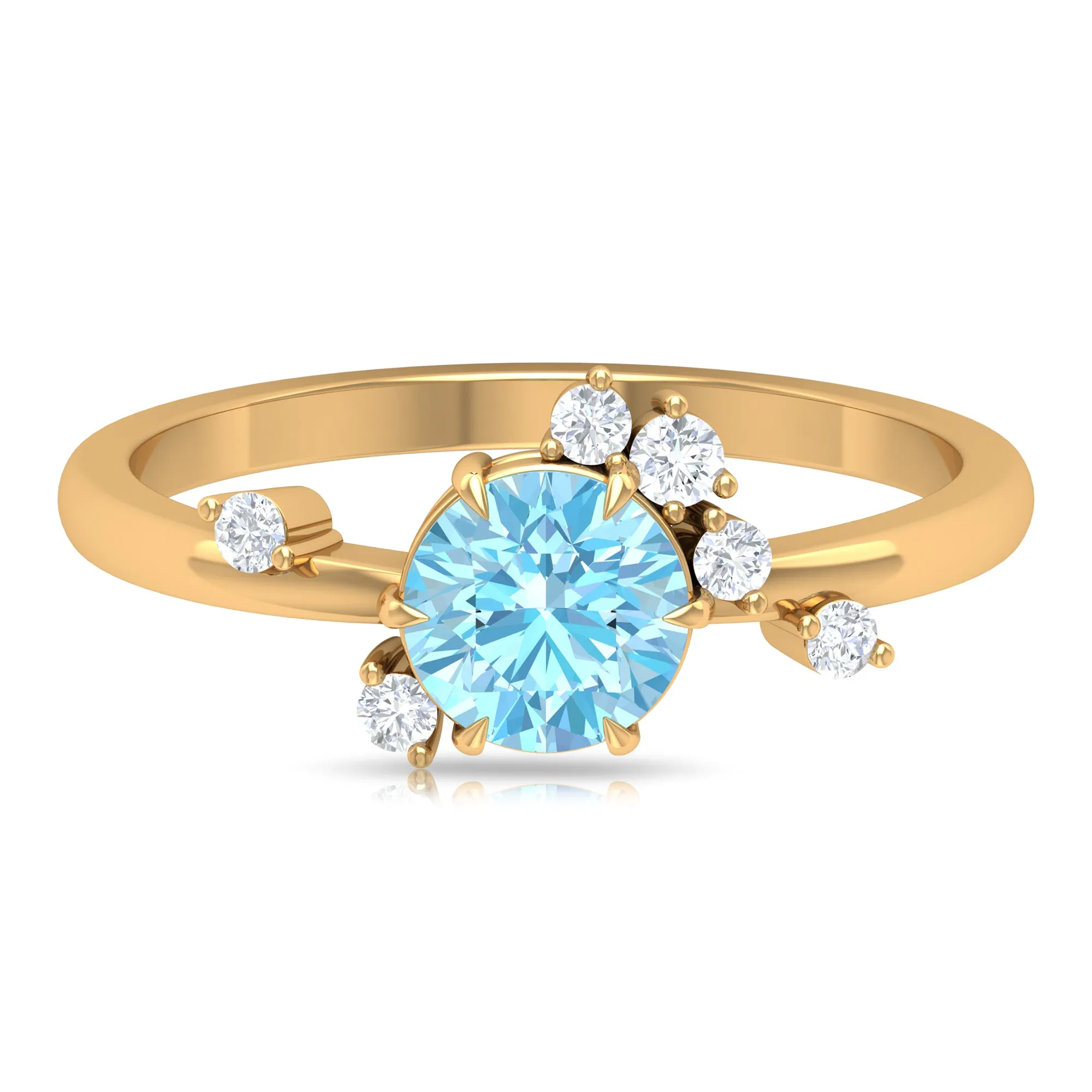 Aquamarine and Diamond Scatter Promise Ring