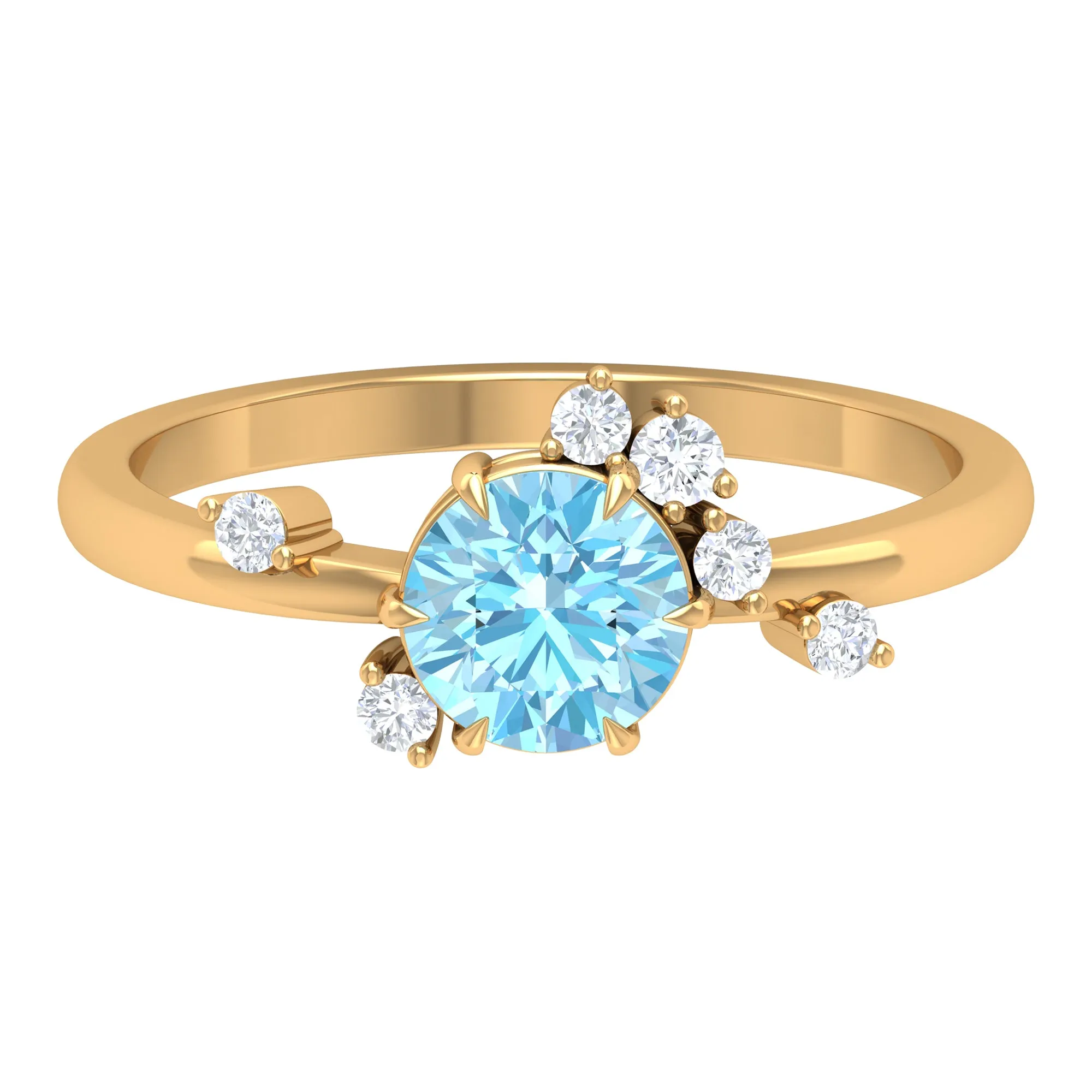 Aquamarine and Diamond Scatter Promise Ring