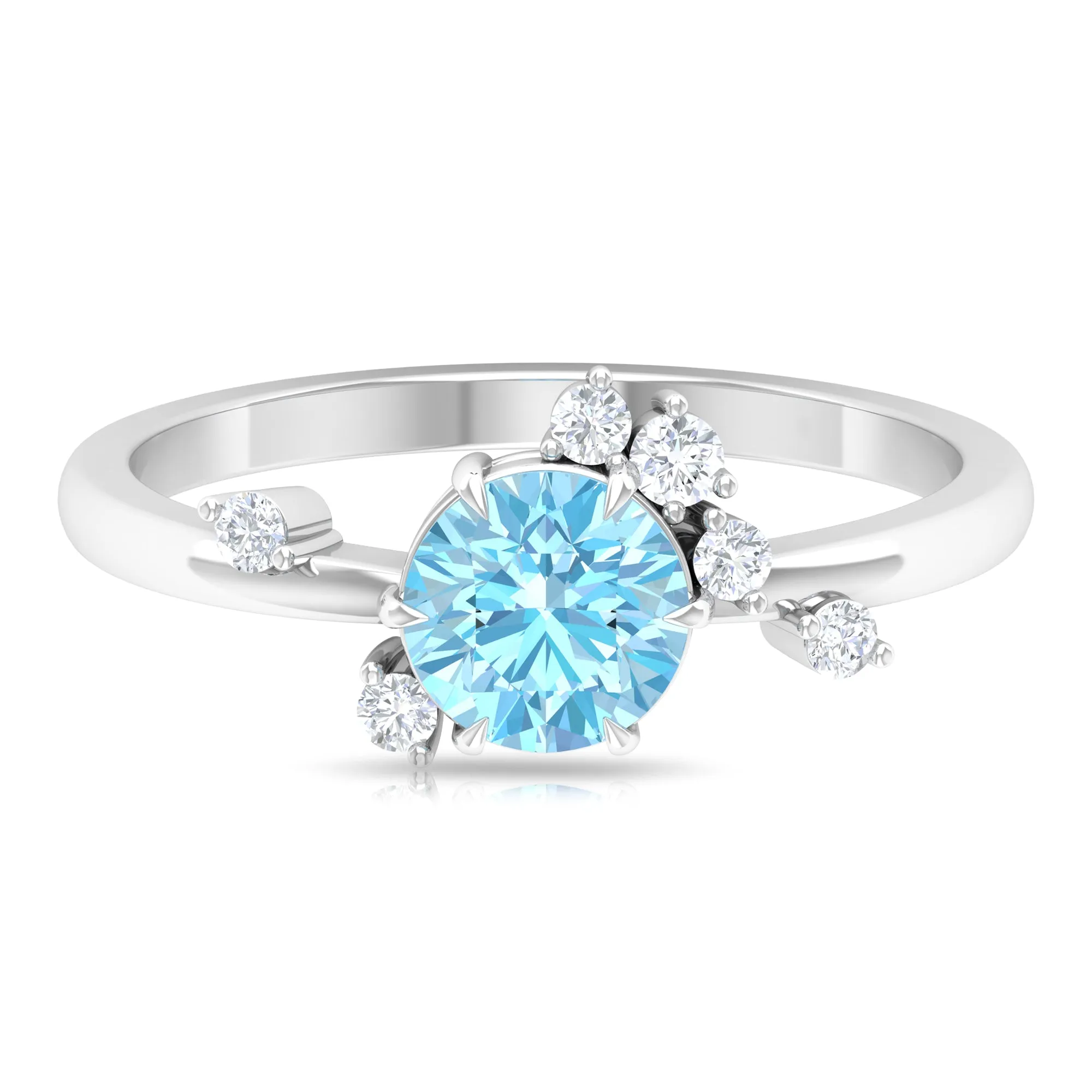 Aquamarine and Diamond Scatter Promise Ring