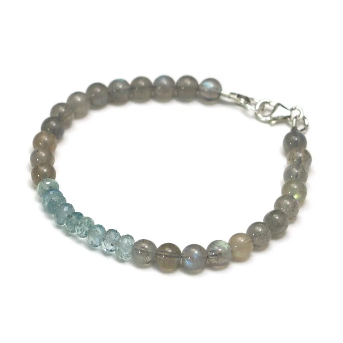 Aquamarine and Labradorite Bracelet with Sterling Silver Trigger Clasp