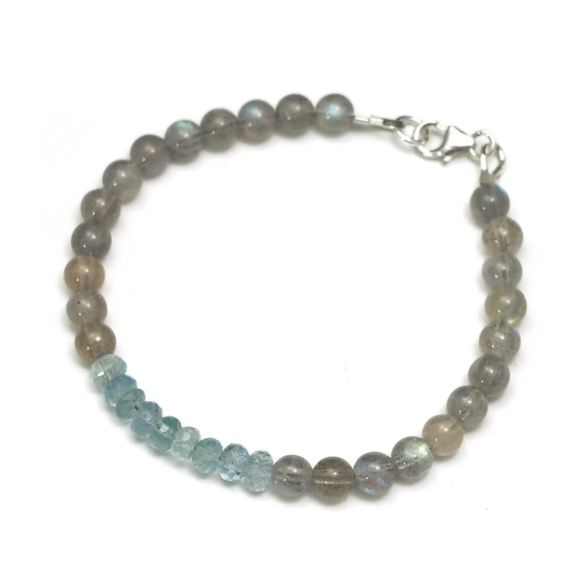 Aquamarine and Labradorite Bracelet with Sterling Silver Trigger Clasp
