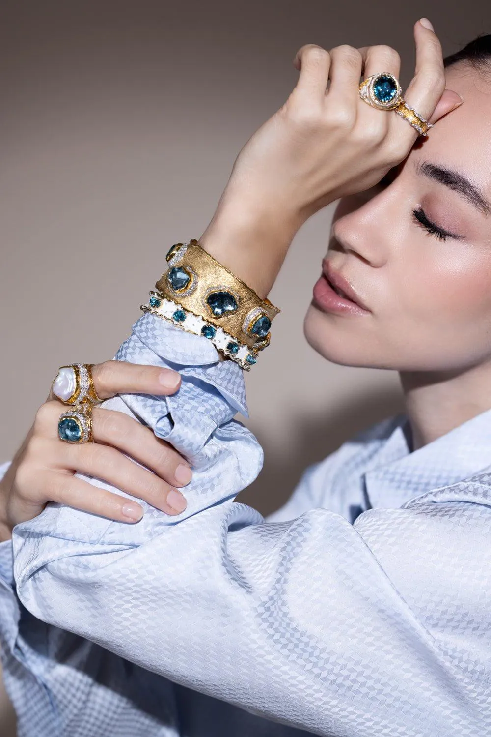 Aquamarine Diamond Cuff Bracelet