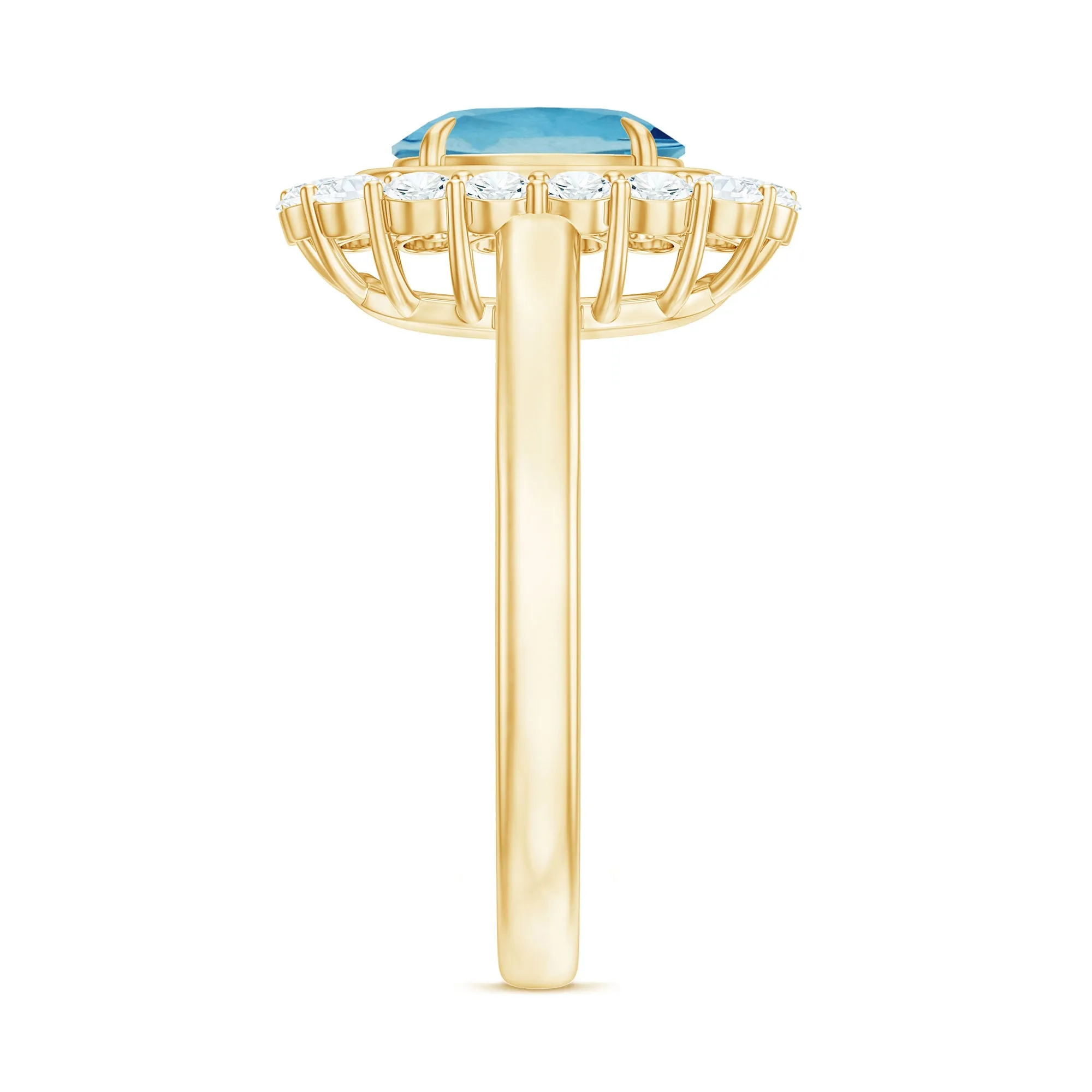 Aquamarine Halo Engagement Ring with Diamond