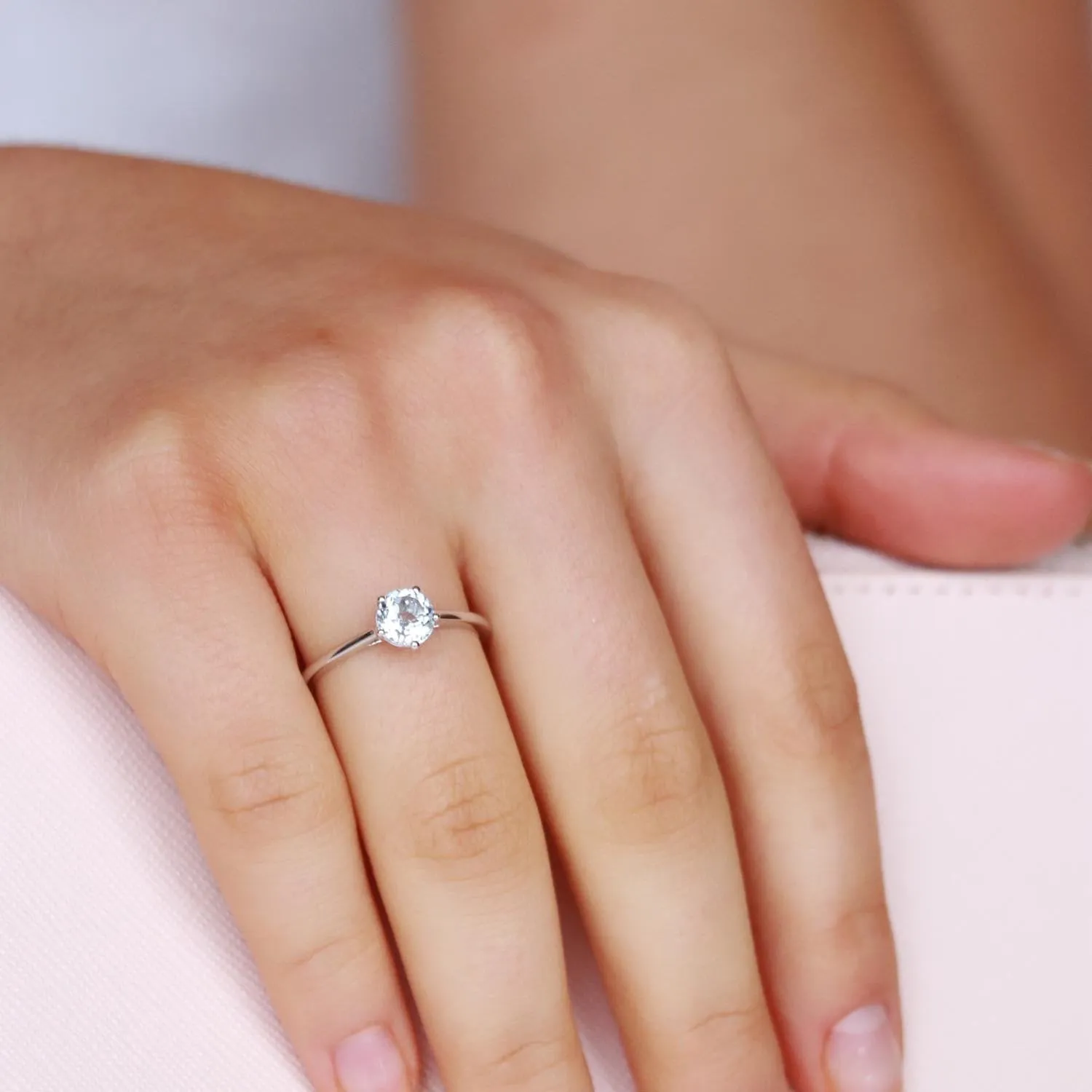 Aquamarine Ring Set In 9Ct White Gold