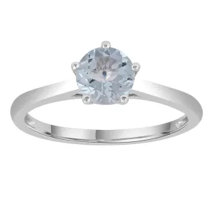 Aquamarine Ring Set In 9Ct White Gold