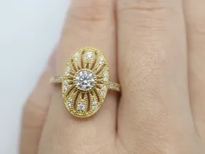 Art Deco Vintage moissinate diamond ring, Vintage engagement ring, Proposal bridal ring, Handmade ring, Moissainate diamond ring for women