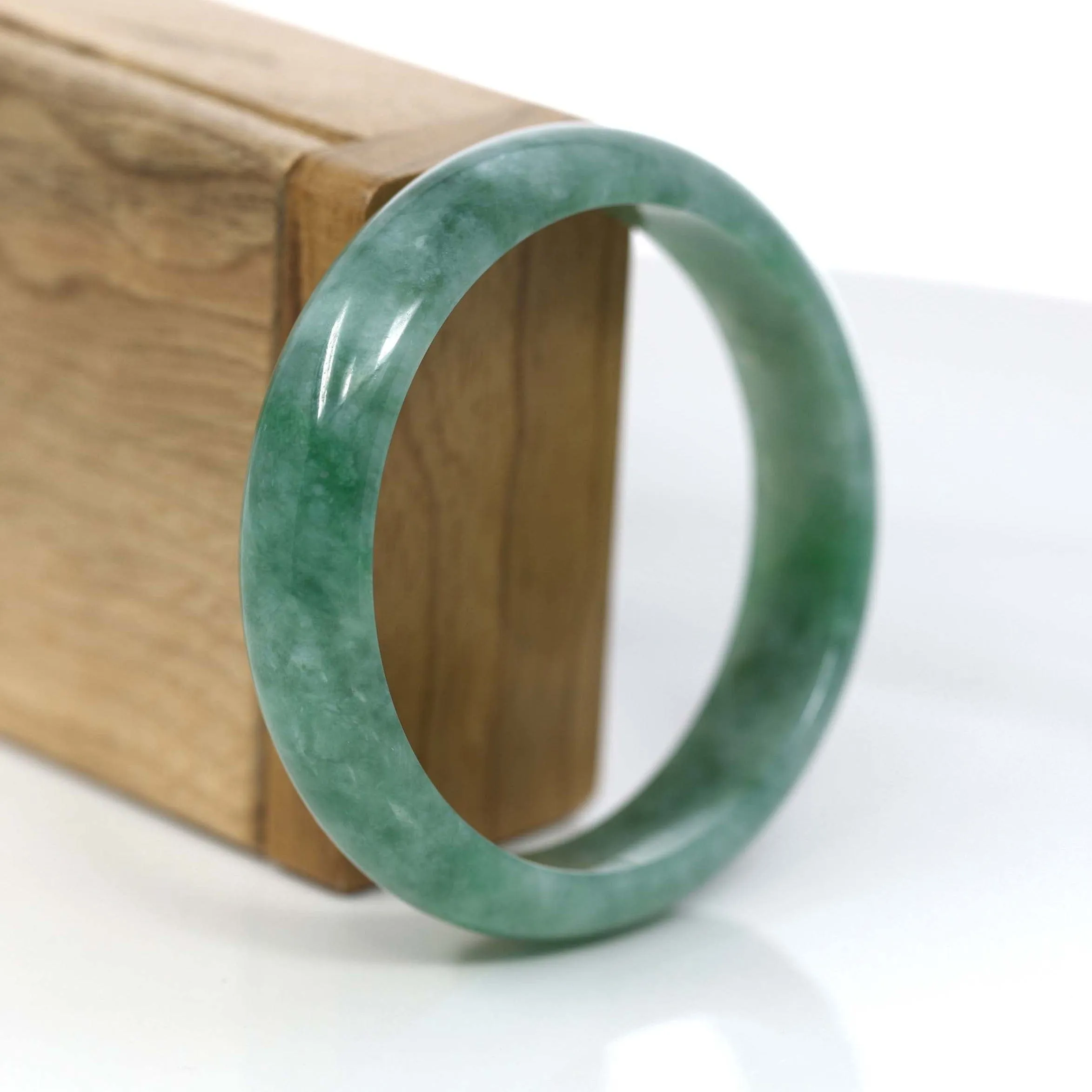 Baikalla Forest Green Classic Real Jadeite Jade Bangle Bracelet (57.69mm) #922