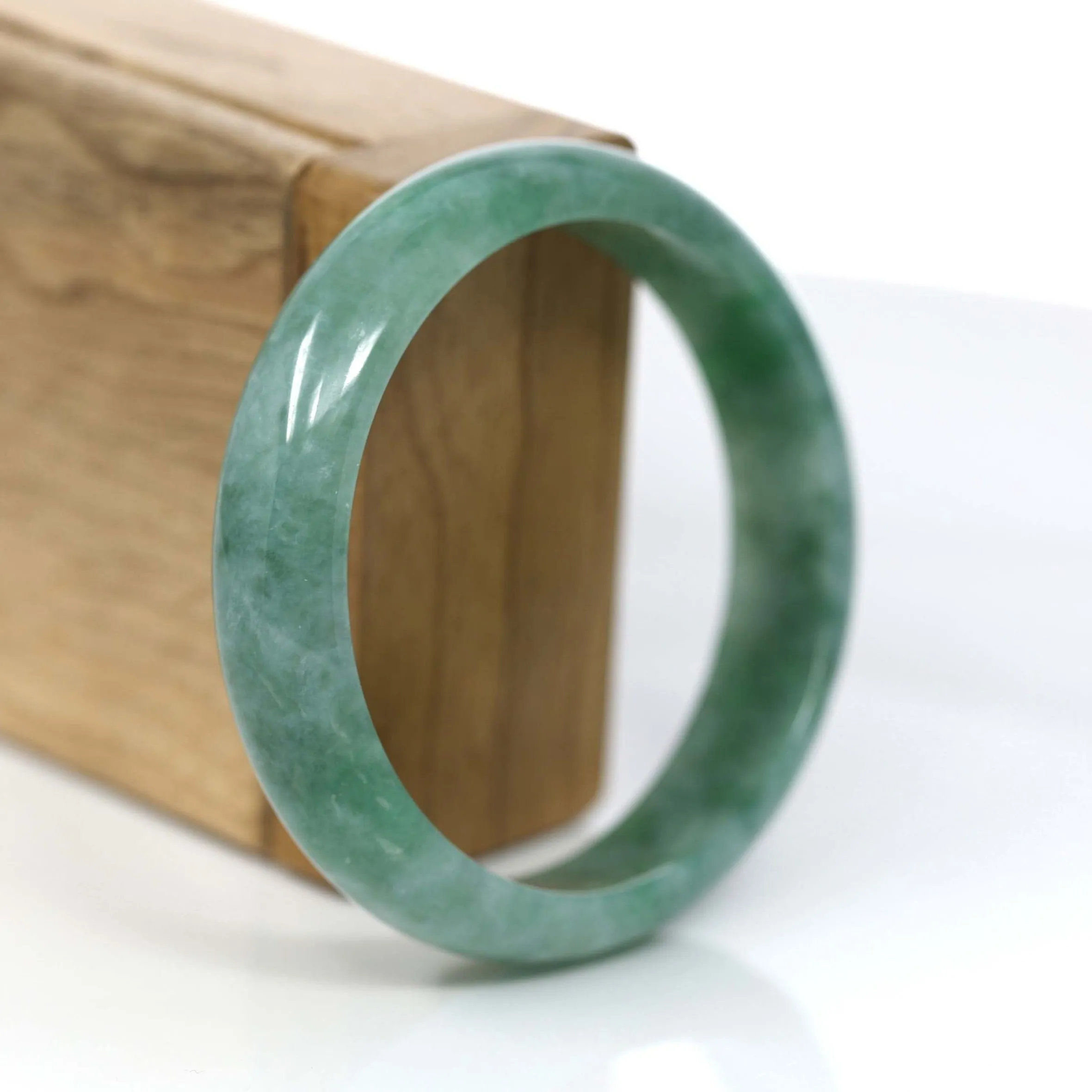 Baikalla Forest Green Classic Real Jadeite Jade Bangle Bracelet (57.69mm) #922
