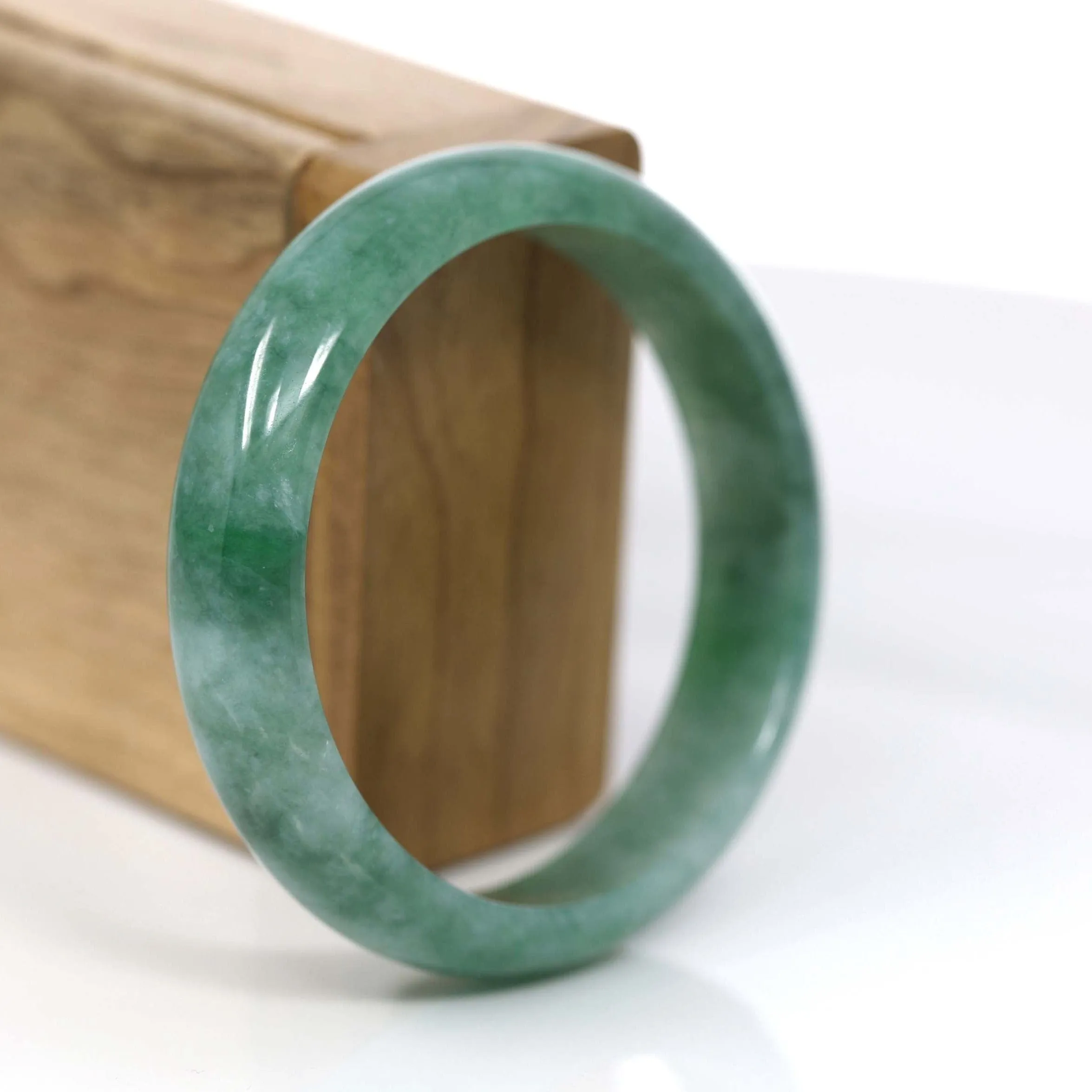 Baikalla Forest Green Classic Real Jadeite Jade Bangle Bracelet (57.69mm) #922
