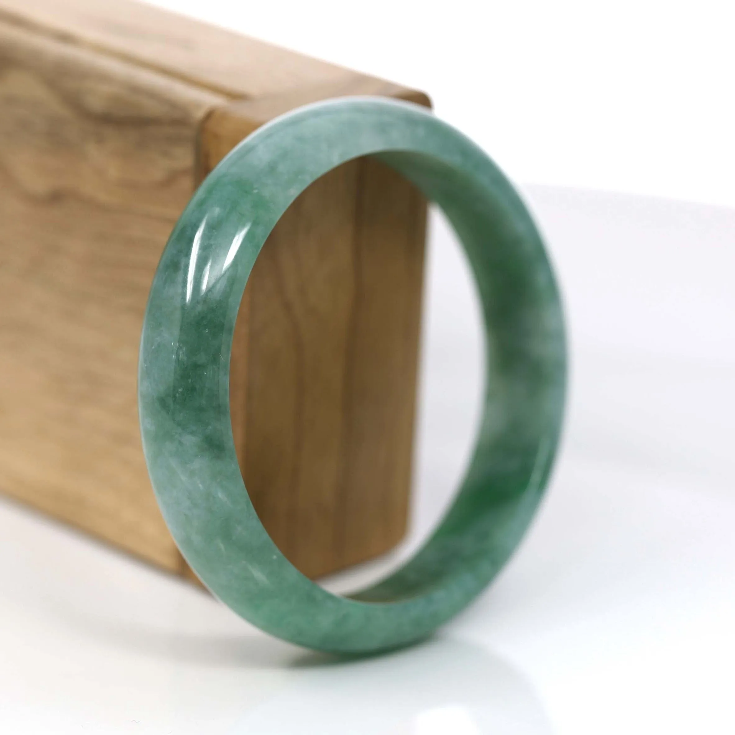 Baikalla Forest Green Classic Real Jadeite Jade Bangle Bracelet (57.69mm) #922