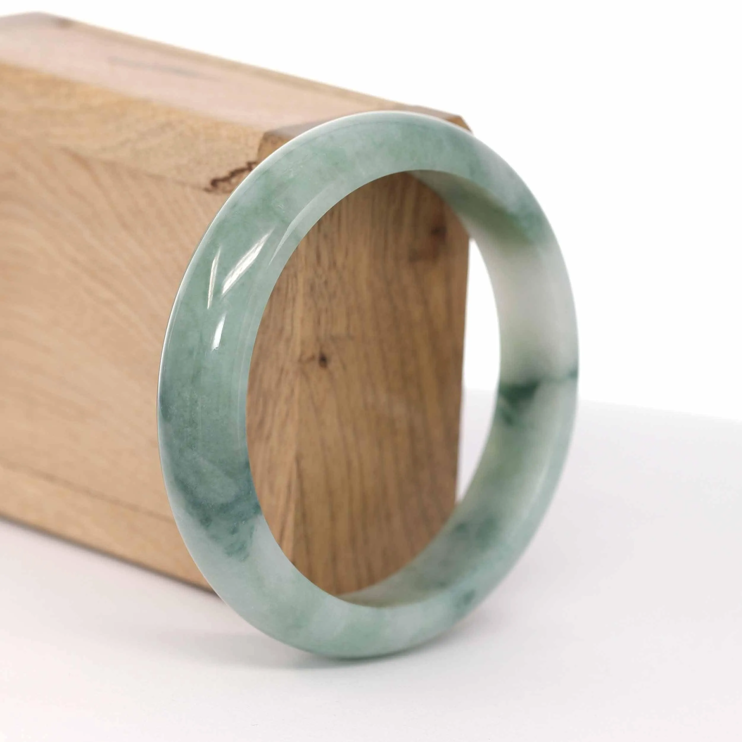 Baikalla "Classic Bangle" Blue-Green Natural Burmese Jadeite Jade Bangle ( 59 mm ) #588