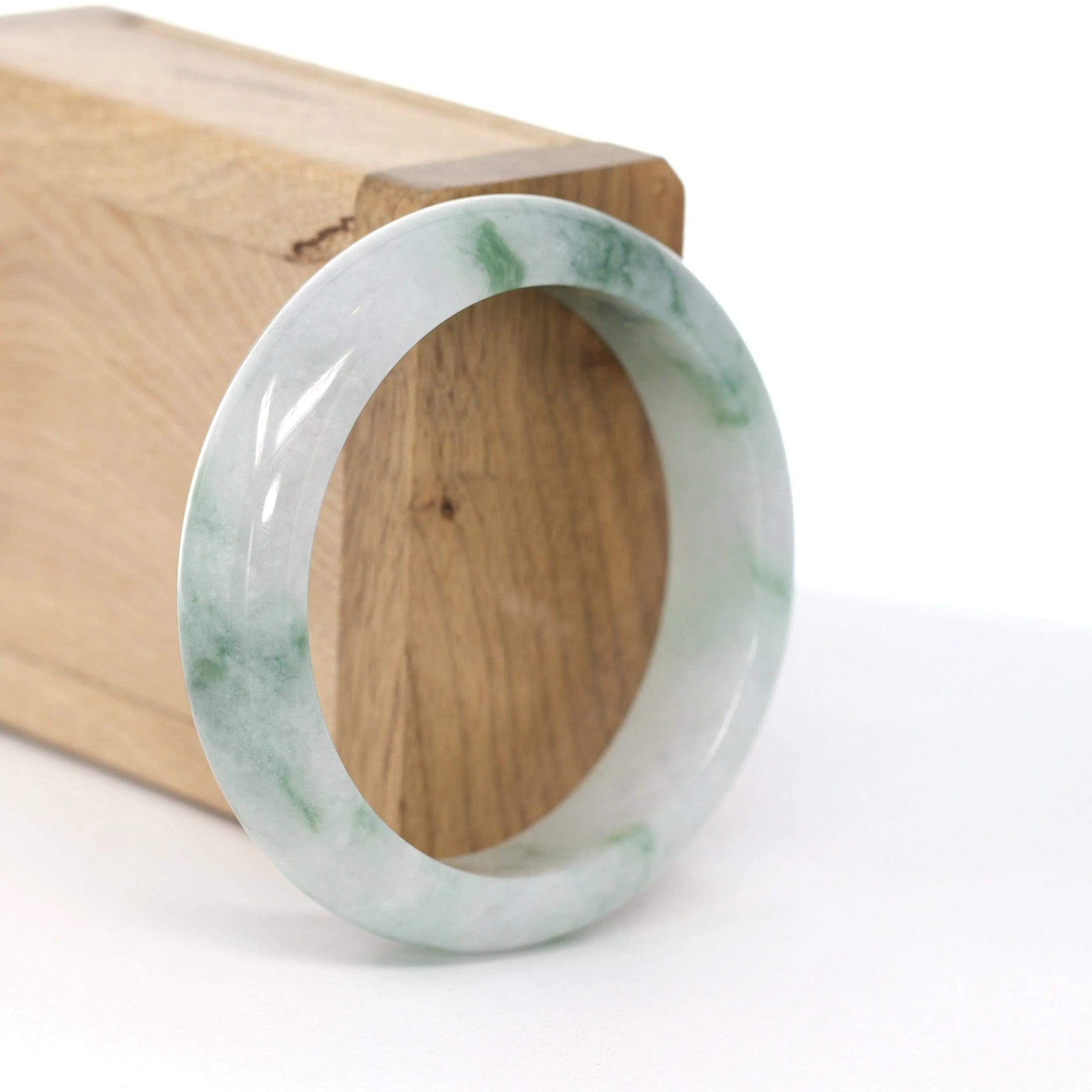 Baikalla "Princess Half Round" Ice Blue-Green Jadeite Jade Bangle ( 54.66 mm )#619