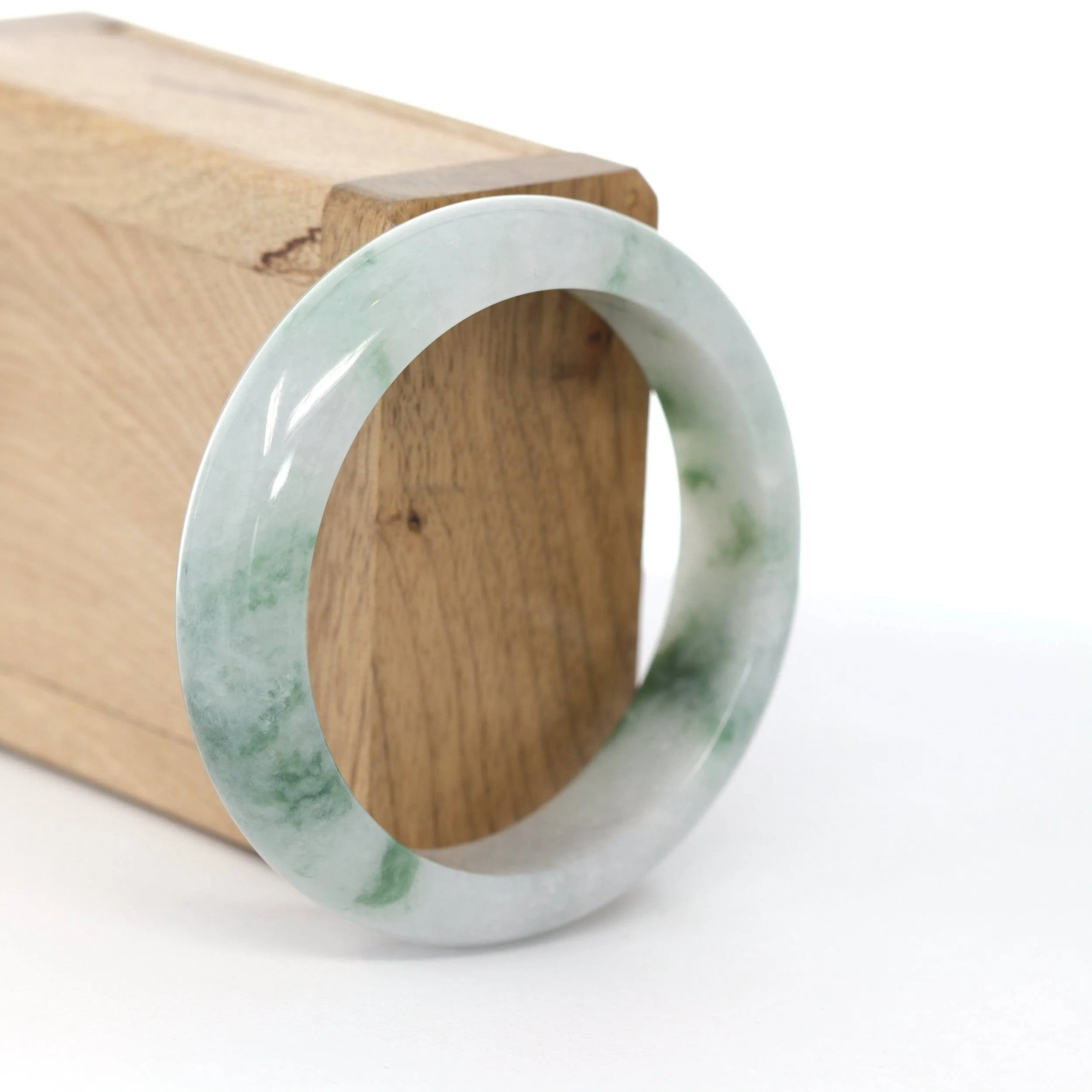 Baikalla "Princess Half Round" Ice Blue-Green Jadeite Jade Bangle ( 54.66 mm )#619