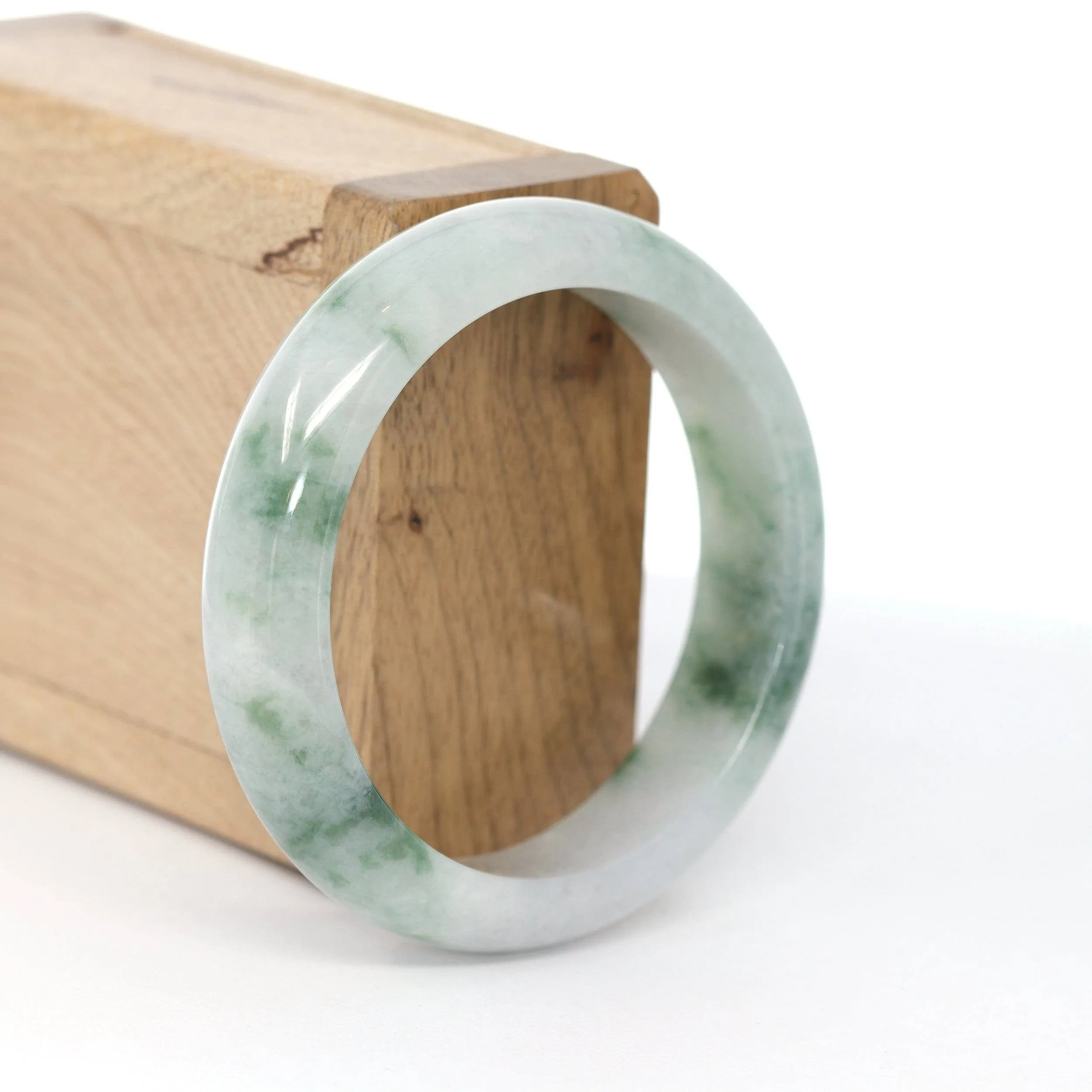 Baikalla "Princess Half Round" Ice Blue-Green Jadeite Jade Bangle ( 54.66 mm )#619