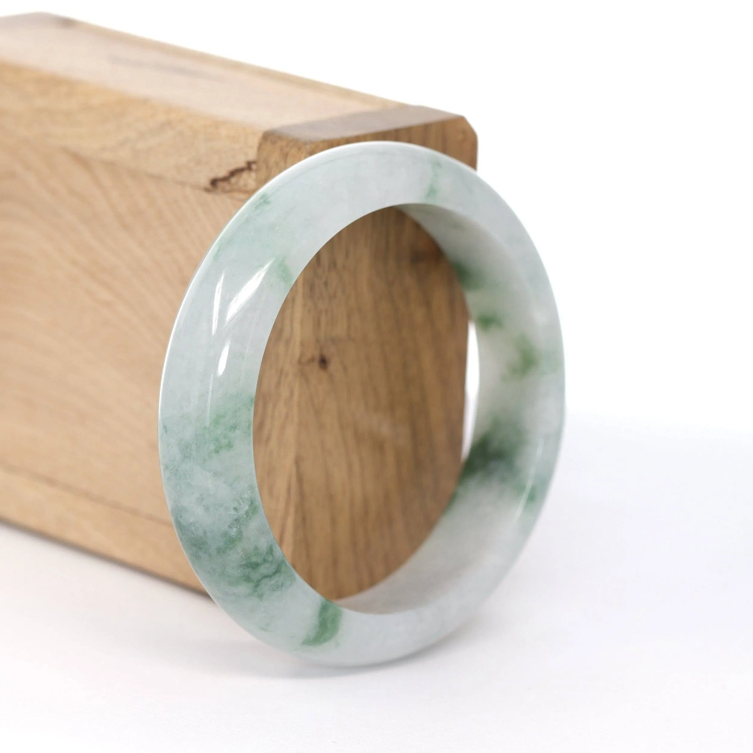 Baikalla "Princess Half Round" Ice Blue-Green Jadeite Jade Bangle ( 54.66 mm )#619