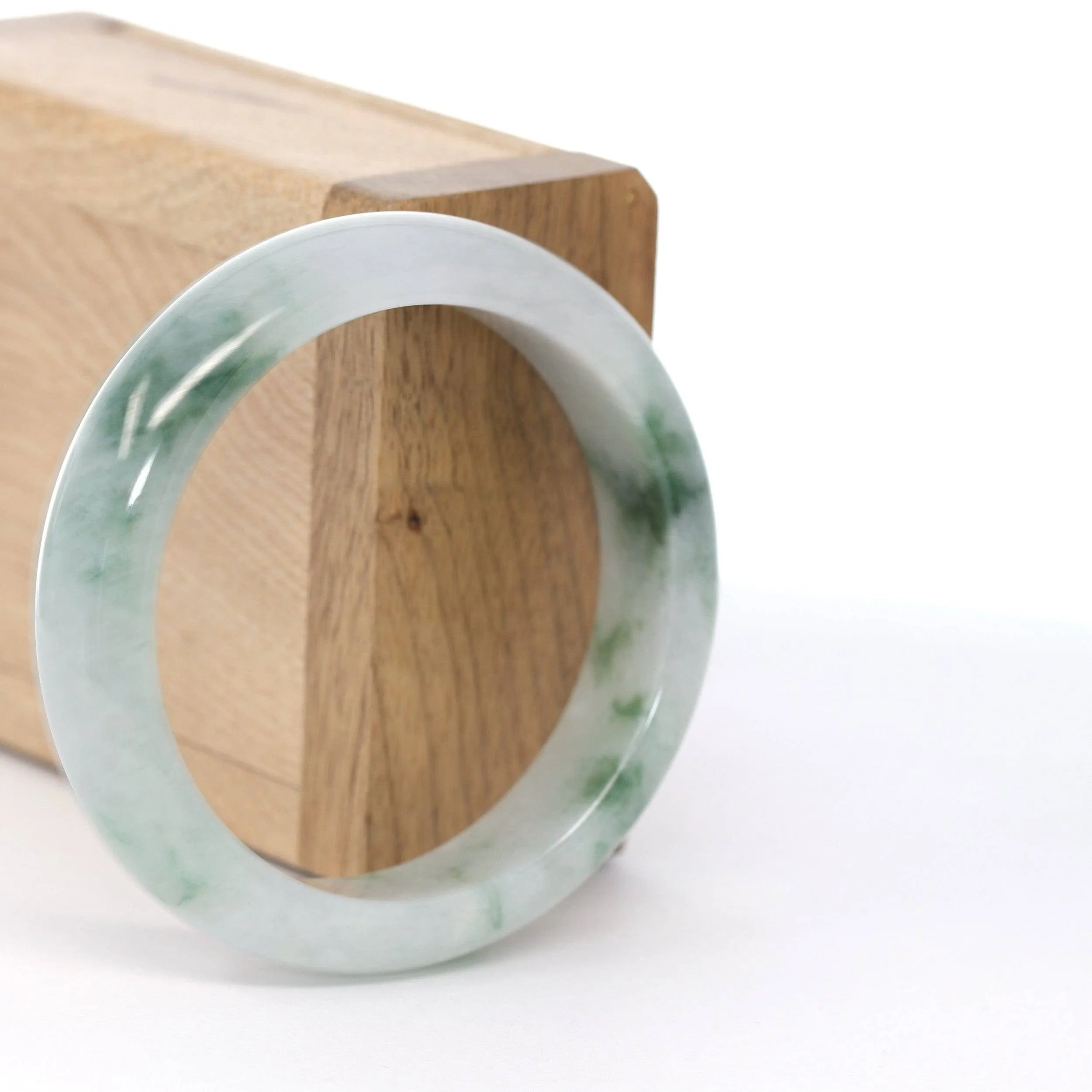 Baikalla "Princess Half Round" Ice Blue-Green Jadeite Jade Bangle ( 54.66 mm )#619