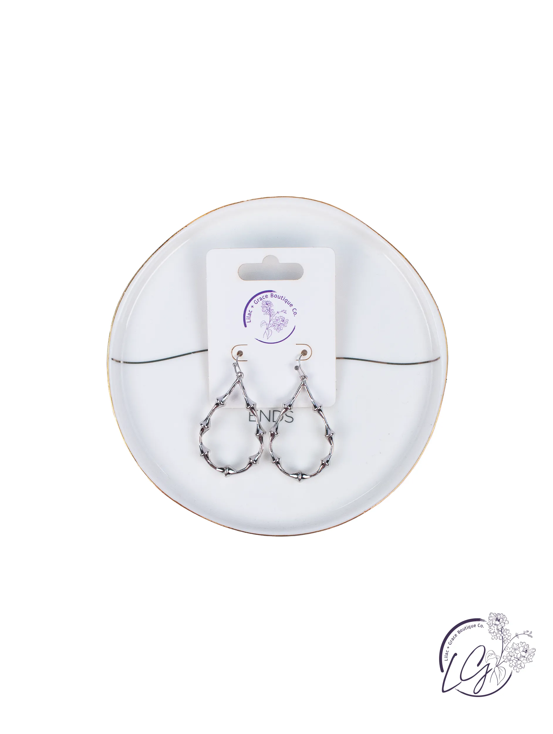 Bamboo Design Teardrop Earrings