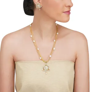 Basant Gold Plated Zircon Pearl Necklace Set