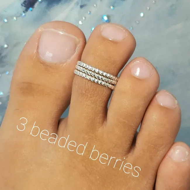 Beaded Berries 3-Stack Set (Sterling Silver) - Sizes 1 through 11