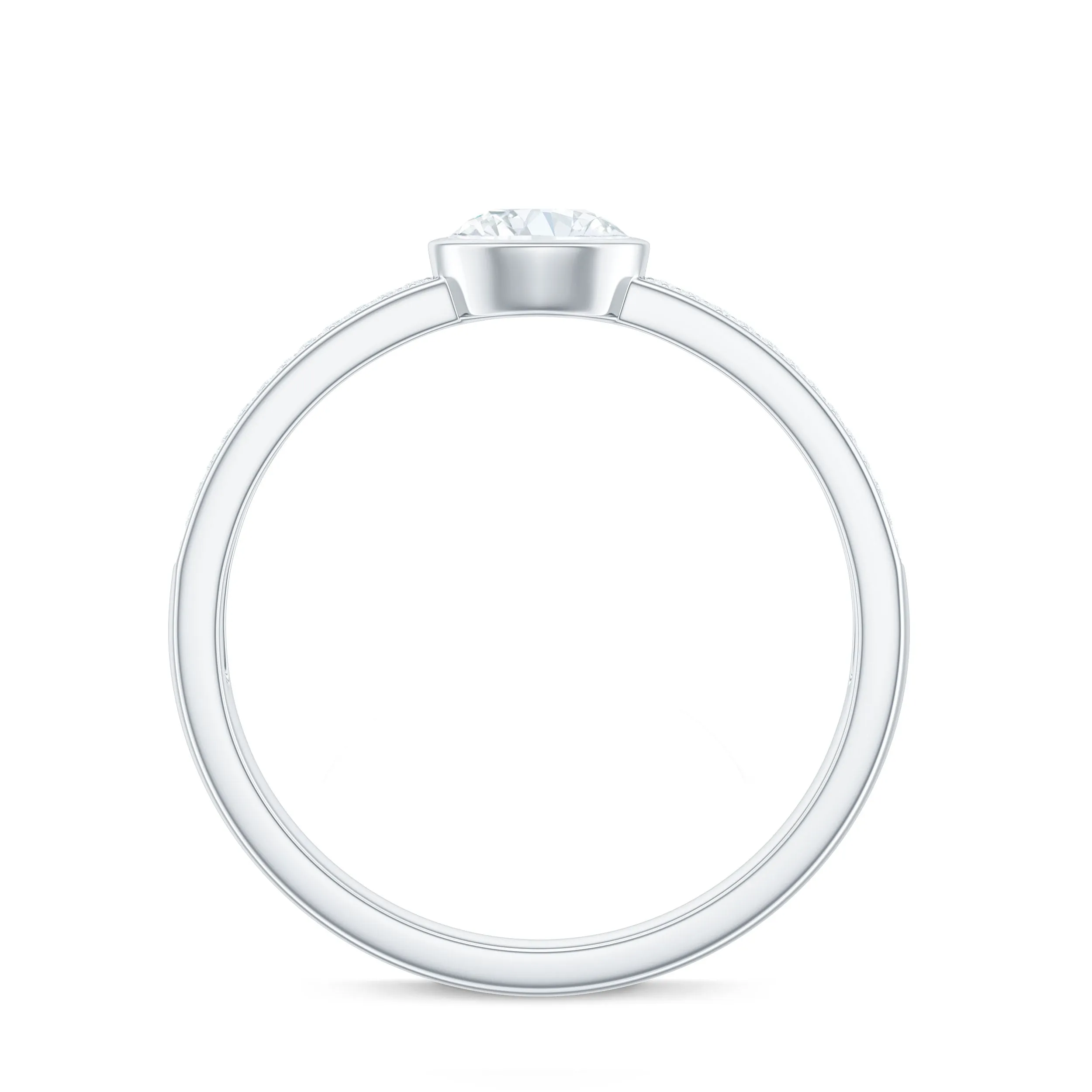 Bezel Set Round Moissanite Solitaire Engagement Ring