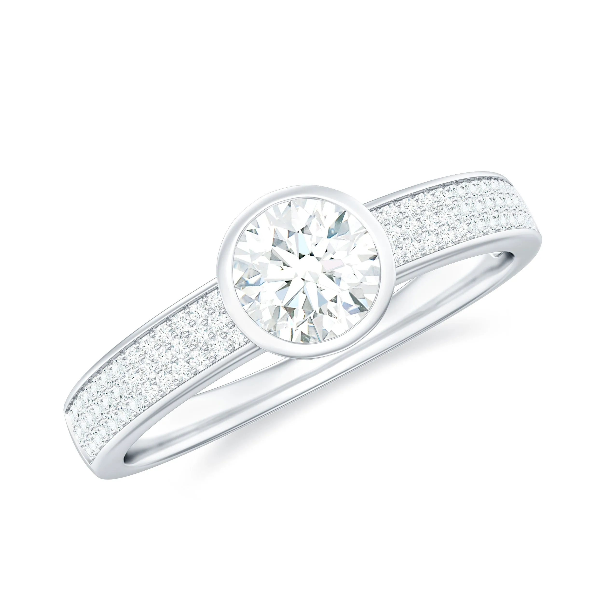 Bezel Set Round Moissanite Solitaire Engagement Ring