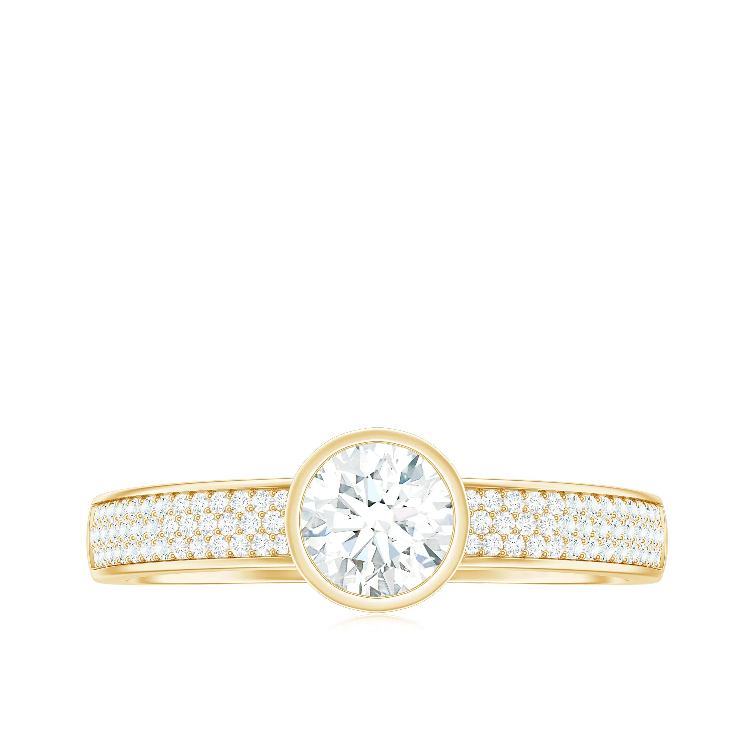 Bezel Set Round Moissanite Solitaire Engagement Ring