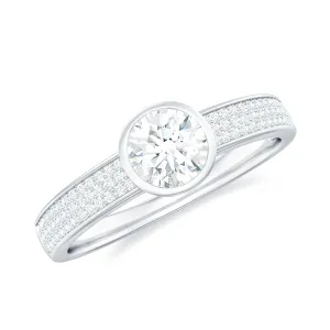 Bezel Set Round Moissanite Solitaire Engagement Ring